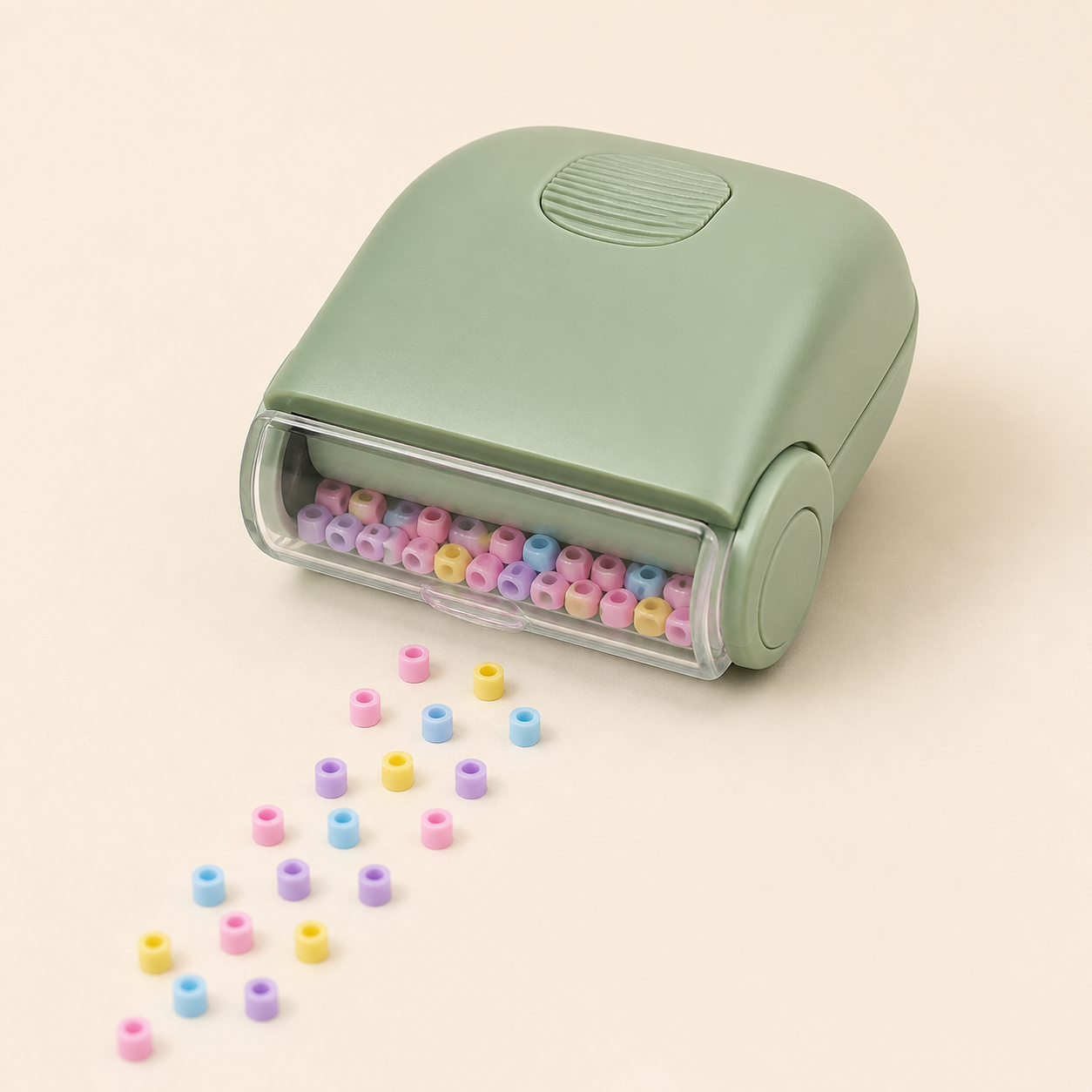 Rolling bead sweeper with clear collection compartment