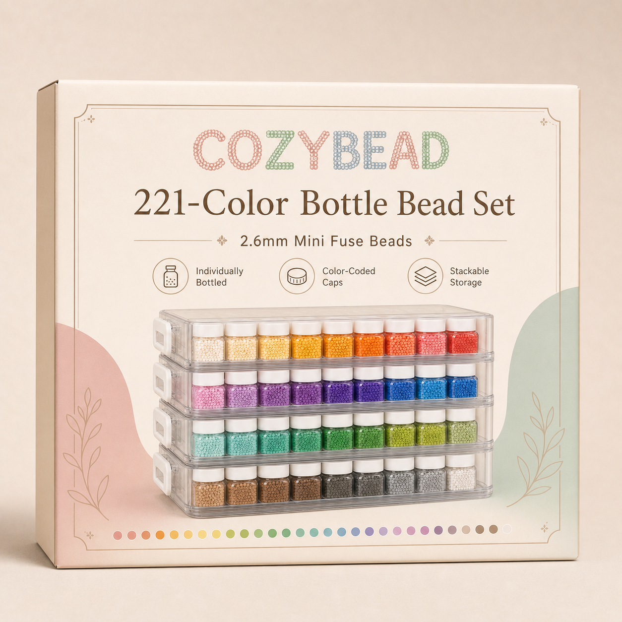 CozyBead 221-Color Bottle Bead Set retail packaging front