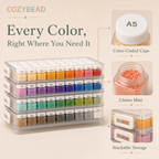 Feature overview of the CozyBead 221-Color Bottle Bead Set