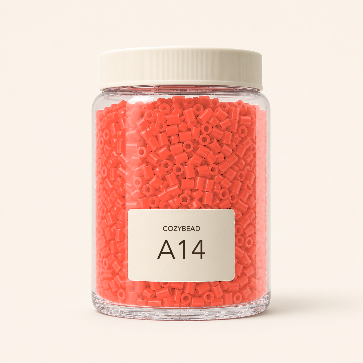CozyBead A14 single-color fuse beads in premium clear jar