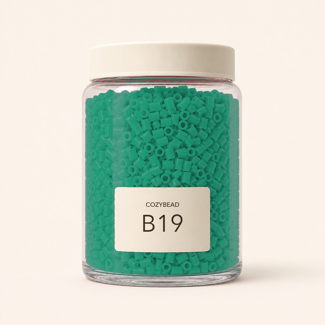 CozyBead B19 MARD single-color fuse beads in a premium clear jar