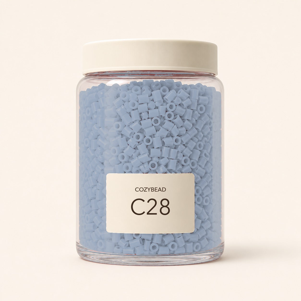 CozyBead C28 MARD single-color fuse beads in a premium clear jar
