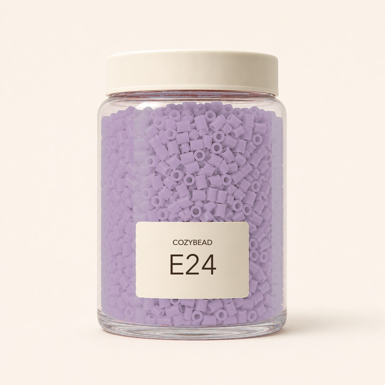 CozyBead E24 MARD single-color fuse beads in a premium clear jar