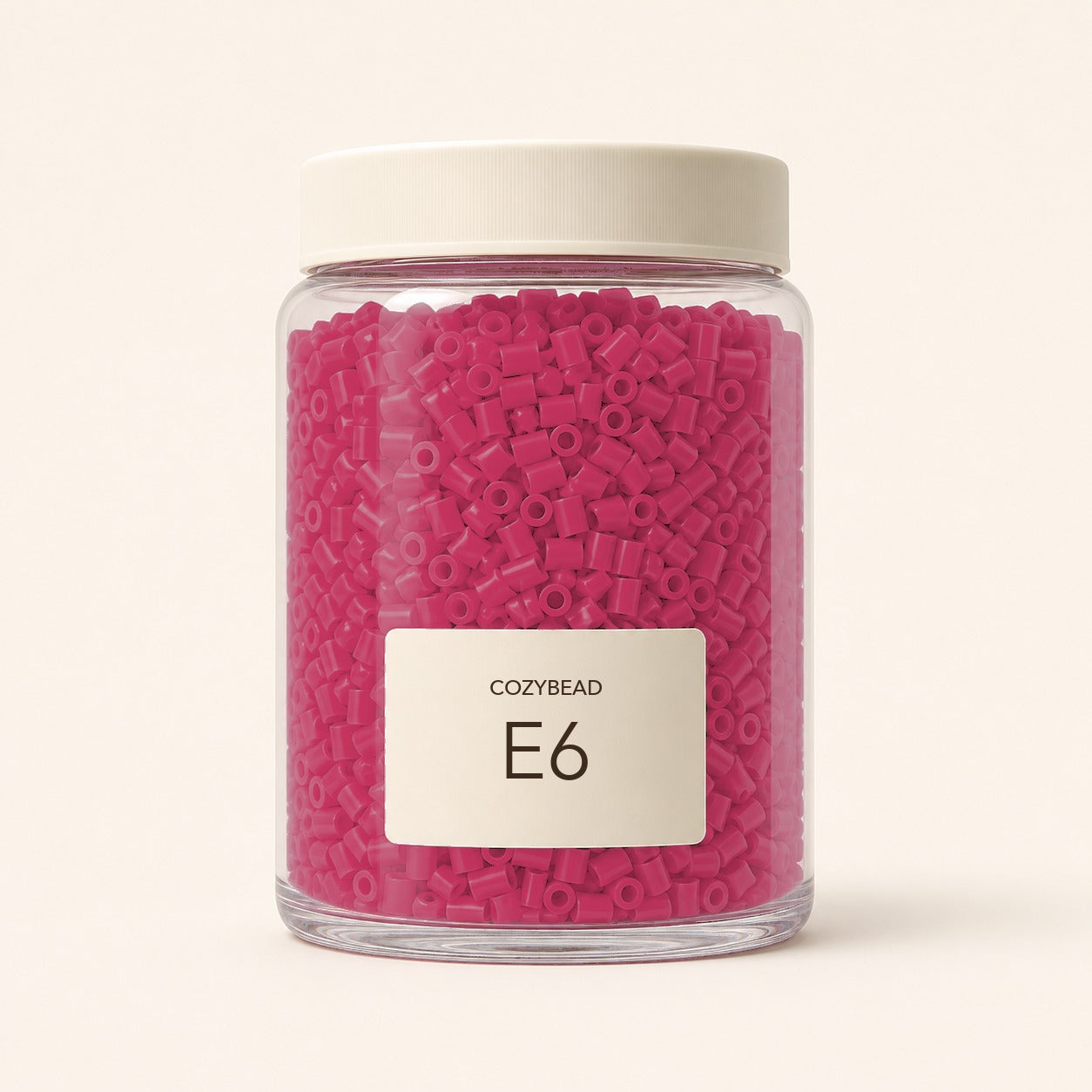 CozyBead E6 MARD single-color fuse beads in a premium clear jar