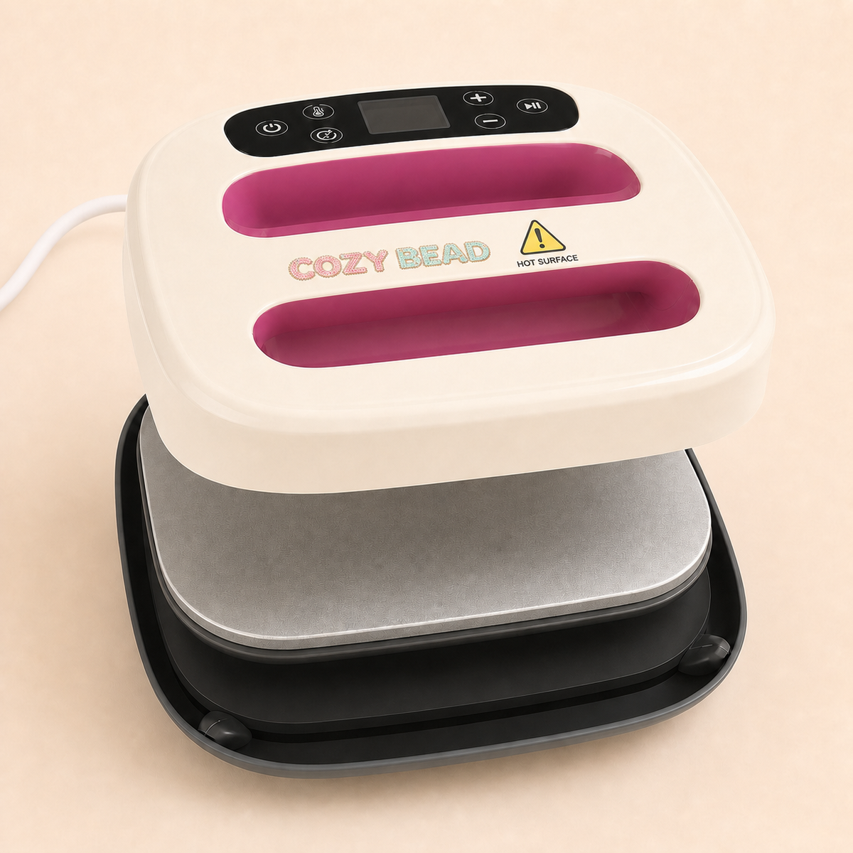 CozyBead fuse bead heat press — open platen detail