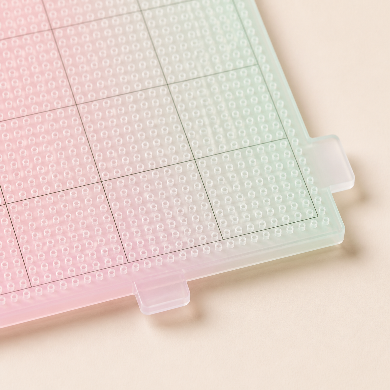 CozyBead large clear interlocking pegboard — connector detail