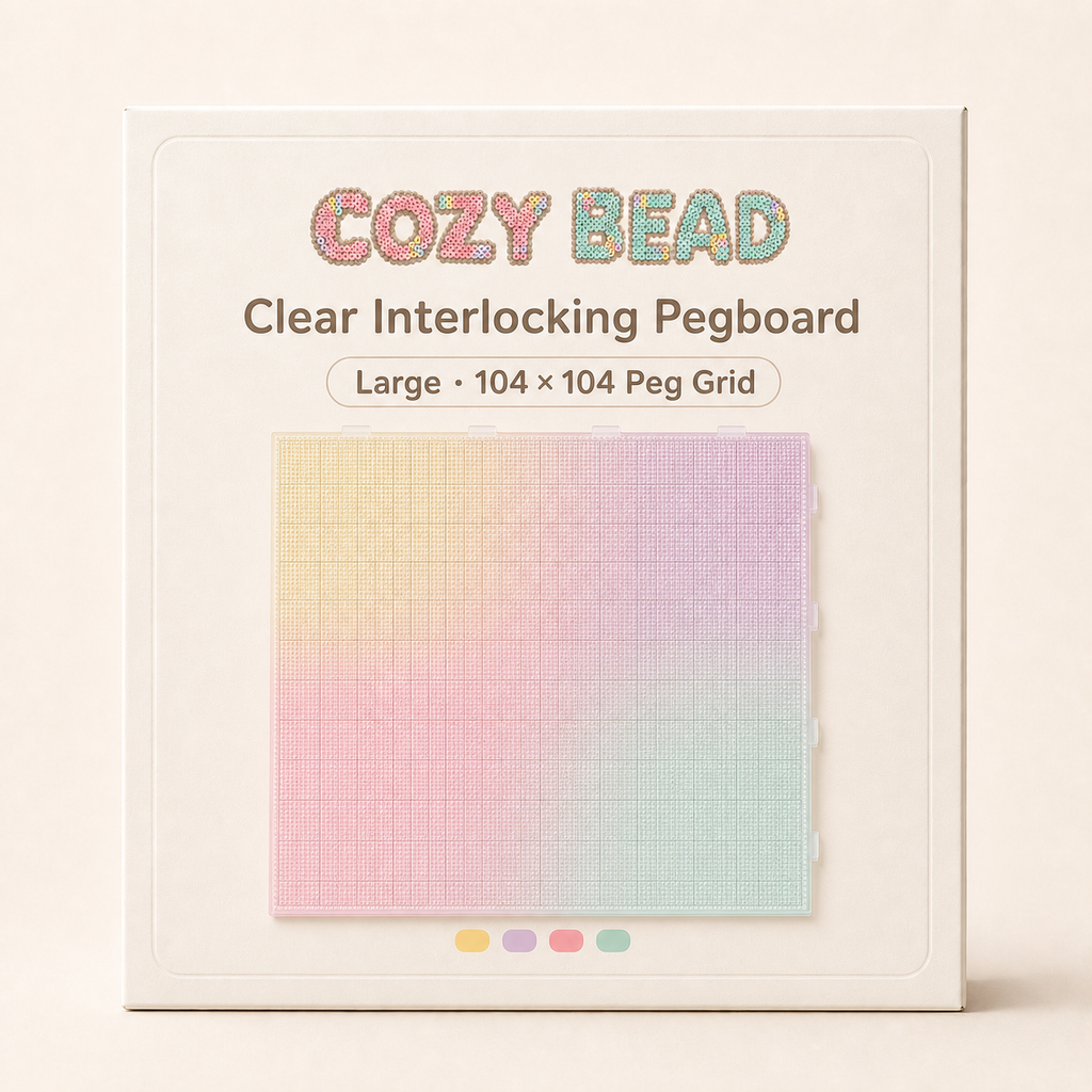 CozyBead large clear interlocking pegboard — packaging front
