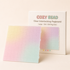 CozyBead large clear interlocking pegboard — product and packaging