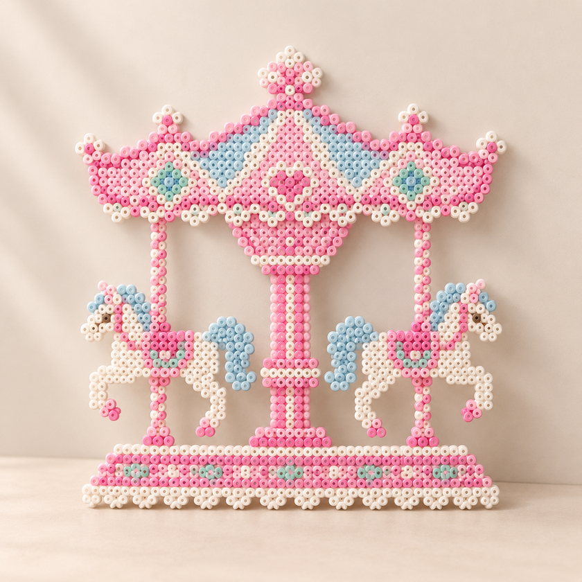 Pastel carousel bead-art finished example — DIY materials kit