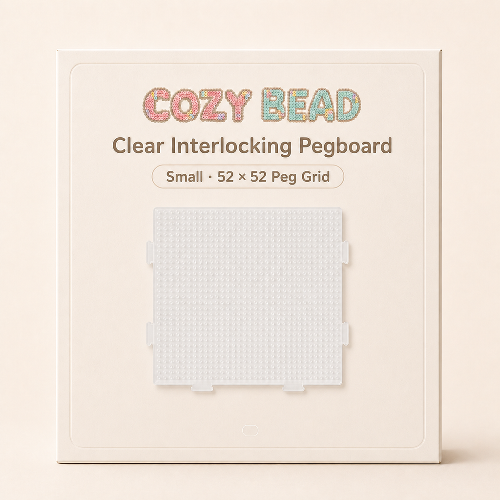 CozyBead small clear interlocking pegboard — packaging front