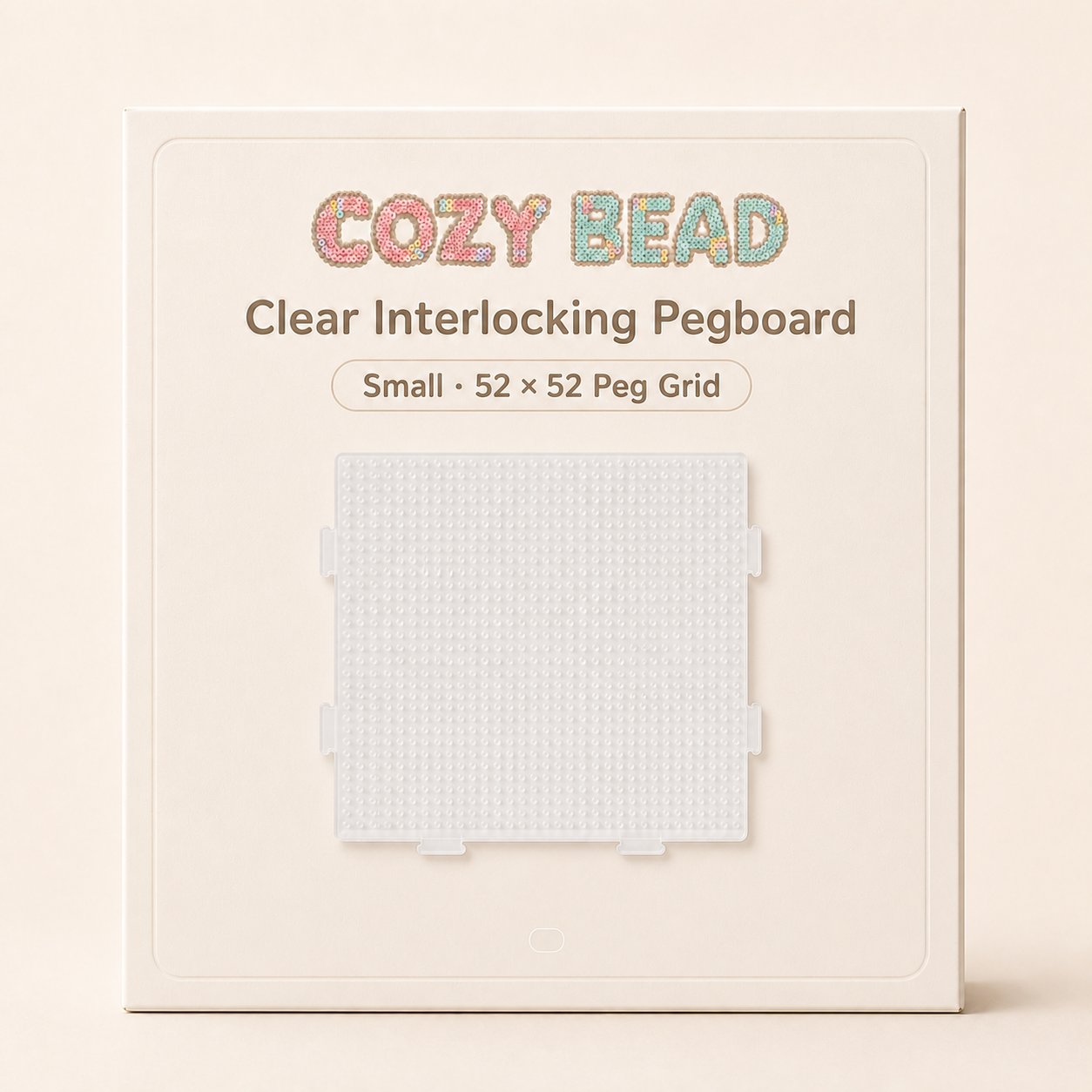 CozyBead small clear interlocking pegboard — packaging front