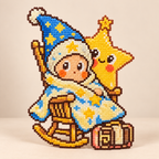 Wizard and star bead-art finished example — DIY materials kit