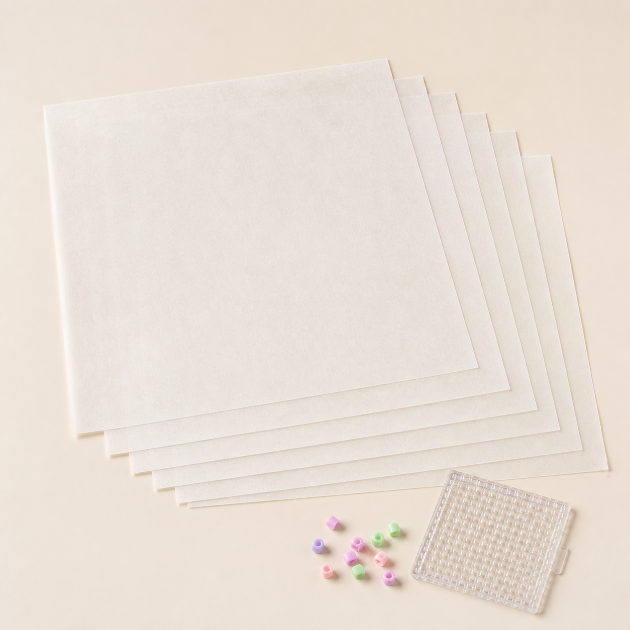 Six reusable ironing paper sheets for fuse beads