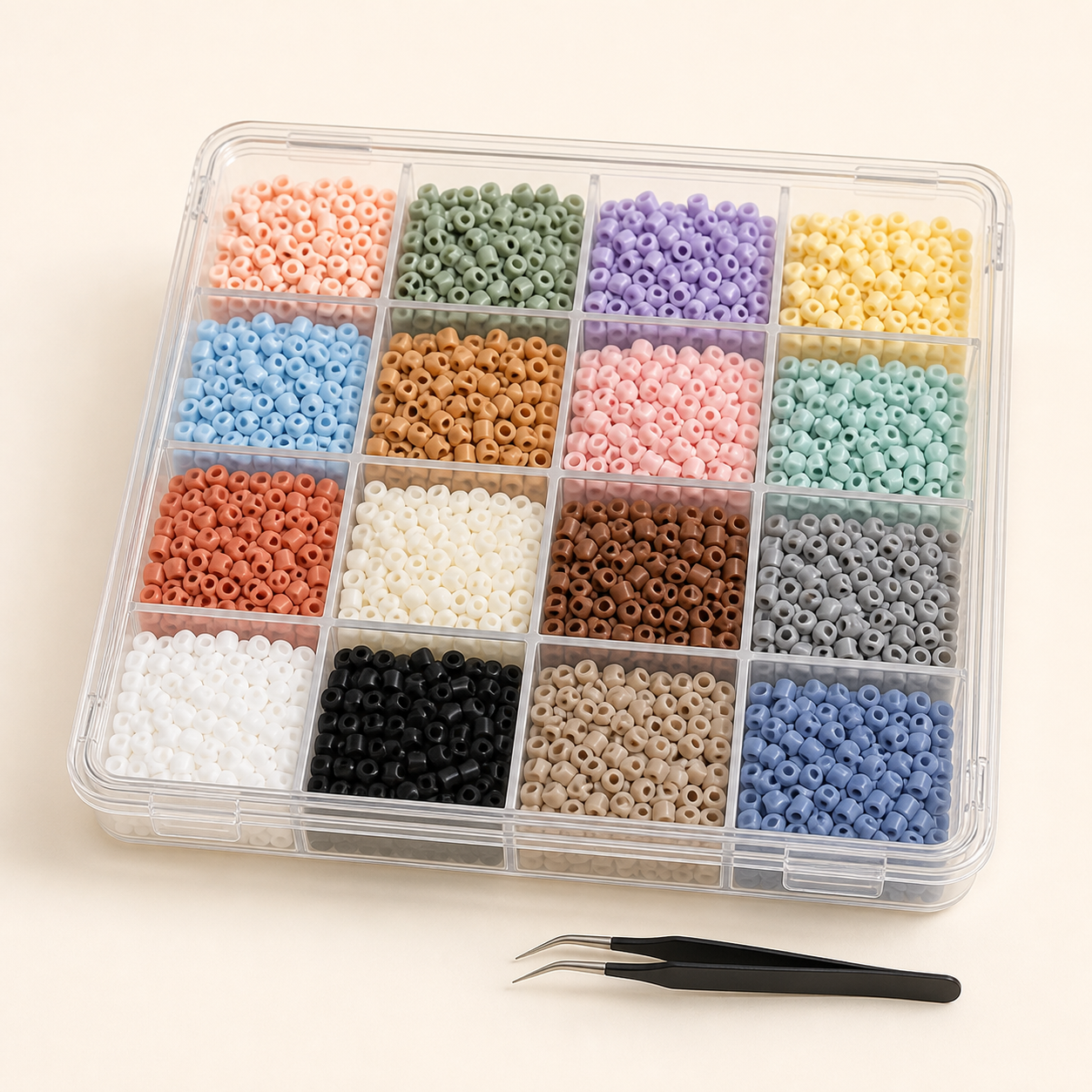 Clear sixteen-color fuse bead tray